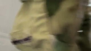 Amateur blonde wiping her ass with her panties