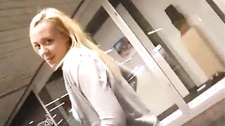 Blonde babe peeing in the subway