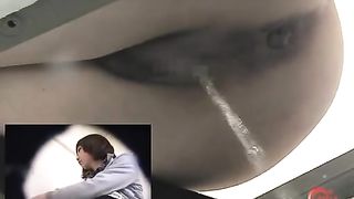 Japanese school girl shitting in a public bathroom