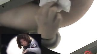 Japanese school girl shitting in a public bathroom