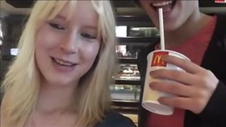 Lesbian fisting into a public bathroom