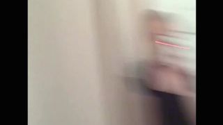 Tattooed girl shitting on a glass plate