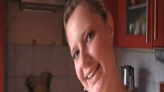 Blonde MILF licking her fresh shit