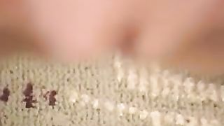 Blonde teen peeing on a carpet