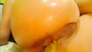 Fisting her tight butthole