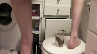 Threw that turd in the toilet with a cup