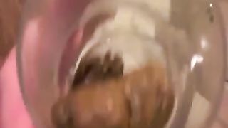 Threw that turd in the toilet with a cup