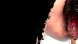 Hairy girl is really constipated