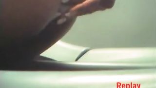 Ebony shitting a lot in a public bathroom