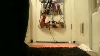 Amateur girl undressed to poop on the floor