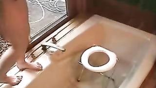 Two lesbian girls doing enema for the first time