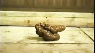 Brunette hottie shitting inside a sauna