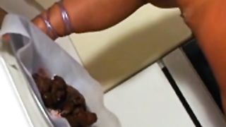 Tanned girl fucked in the ass with scat