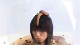 Lesbian scat torture with petite teen