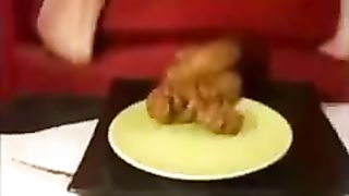 Girl with sweet ass pooping on a plate