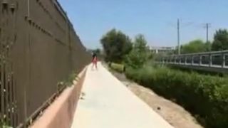 Sexy girl pooping in the streets