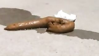 Sexy girl pooping in the streets