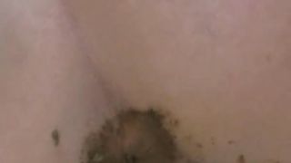 Naked college girl farting with shit