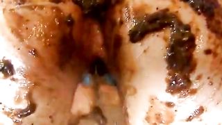 Fisting her shitty butthole from behind