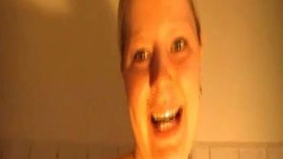 Blonde German woman licking fresh turd