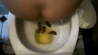 Flying turd from her ass