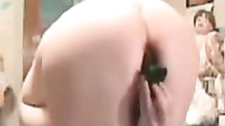 Crying while smearing poop on her ass