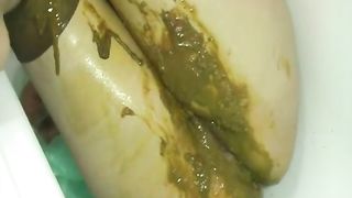 Liquid shit on her sexy butt