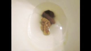 Girl on period shitting over the toilet