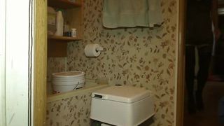 Sweet Russian girl shitting in the trash can