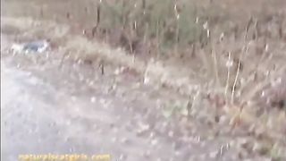 Two sluts pooping outdoor in rain