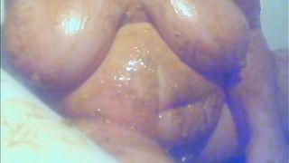 BBW puking on her scat tits