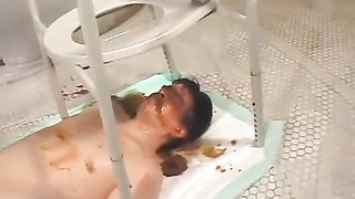 Young mistress shitting on her male slave