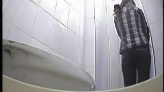Sexy Italian using a public bathroom to take a shit