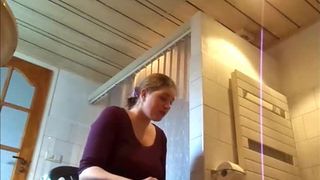 Blonde babe dropped a big pile of shit on her boyfriends cock