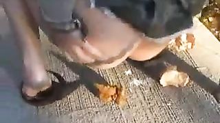 Sexy girl decides to poop a big one outdoor