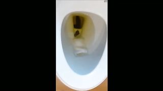 Sexy teen farted a long turd from her shaved asshole