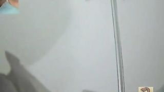 Shaved teen dropped a long turd in the toilet