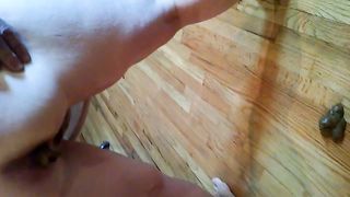 Chubby wife dropped a big turd on the bedroom floor