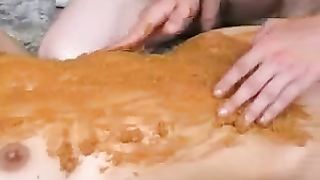 Russian teen lets her boyfriend to smear poop on her body