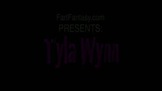 Fingering her shaved ass while farting