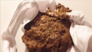 Busty wife pooping in tight white panties