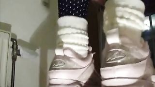 Masked husband fed by his wife