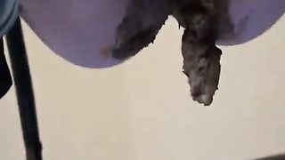 Creampied wife pooping from a homemade toilet