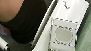 Young girl caught pooping in a public bathroom