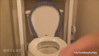 Hot blonde college girl pooping in reverse position