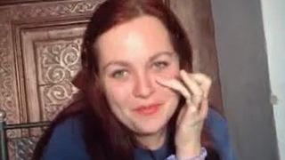 Fat redhead decides to take a shit outdoor