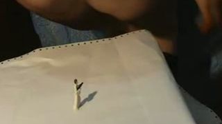 Amateur teen pooping on a white table