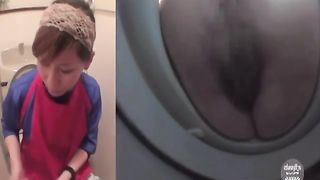 Hidden camera surprised a sexy maid pooping