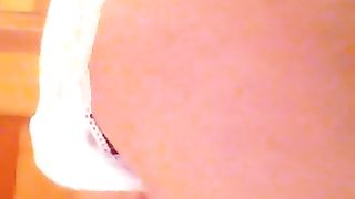 Young girl pooping in white panties