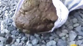 Japanese school girl pooping in her panties in public